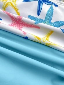 SHEIN Tween Girl Colorful Print One-Piece Swimwear Seashell Swimwear Starfish Bathing Suit Summer Swimwear For Girls - Multicolor - View 6