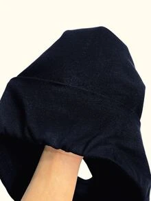 SHEIN BASICS 女款休閒保守版寬鬆慢跑運動休閒短褲，純色羅紋針織，夏季健身運動海軍藍慢跑短褲 - 藏蓝色 - 查看 9