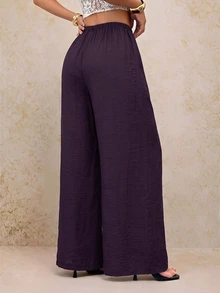 SHEIN PETITE Fall Women Romantic Boho Prom Formal Birthday 90s Clothes Business Casual Elegant Beach Dark Purple - Red Violet - View 2