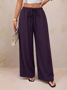 SHEIN PETITE Fall Women Romantic Boho Prom Formal Birthday 90s Clothes Business Casual Elegant Beach Dark Purple - Red Violet - View 3