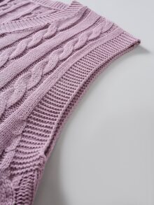 Marcello Vane Men's Casual Versatile Solid Color Knit Vest - Mauve Purple - View 3