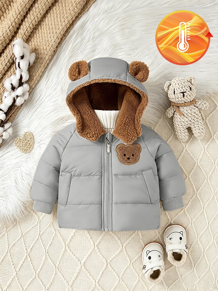 Cute Boy Hooded Teddy Fleece Jacket 2026 New Autumn And Winter Coat Comfortable Fleece Thick Jacket Cute And Simple Suitable For Outdoor Activities - Royal Blue - View 1