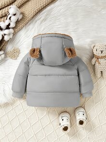 Cute Boy Hooded Teddy Fleece Jacket 2026 New Autumn And Winter Coat Comfortable Fleece Thick Jacket Cute And Simple Suitable For Outdoor Activities - Royal Blue - View 2