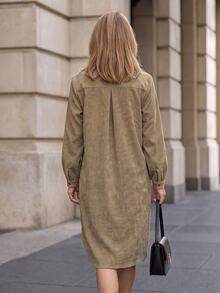 Louniche 2026 Autumn/Winter New Leopard Print Patchwork Mid-Length Shirt Dress For Women, Elegant Commute Loose Shorts Dress - Multicolor - View 2