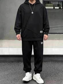 SHEIN 青少年男孩連帽衫與運動衫套裝 - 黑色 - 查看 7