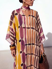 Zivah 女款海灘度假休閒多色抽象波普藝術印花長款罩衫 - 彩色 - 查看 9