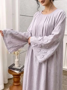 Al Najma Women's Round Neck Raglan Long Sleeve Loose Fit Arabian Dress - Pink - View 1