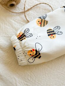SHEIN Vintaside Kids 女嬰秋冬長袖連帽時尚休閒百搭可愛蜜蜂數位印花保暖內裡夾克，適合涼爽/寒冷天氣外出、購物、度假或日常休閒公園散步 - 黃色 - 查看 10