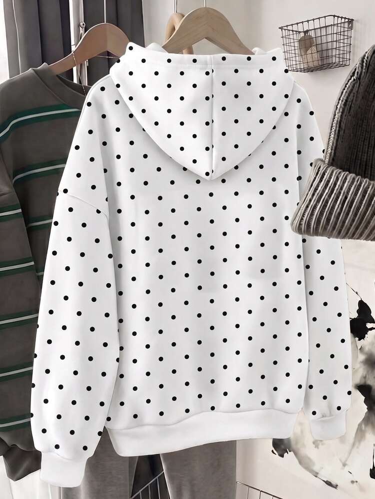 Muvela Women's Full Print Sweatshirt With Polka Dots And Cute Puppy, Back To School Outfit Elegant, Casual, And Stylish - Multicolor - View 2