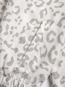 SHEIN Tween Girl Leopard Print Zip Up Coat - Multicolor - View 6