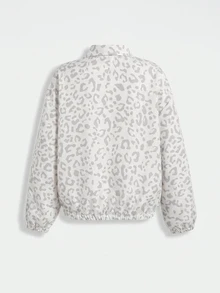 SHEIN Tween Girl Leopard Print Zip Up Coat - Multicolor - View 2
