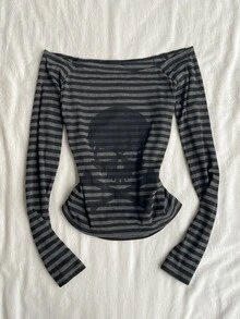 Attitoon Women's Striped Casual Versatile Daily Long Sleeve T-Shirt - Grey - View 6