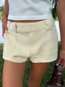 Sydney Algeri Women's Casual Retro Ultra Low-Waist Cargo Mini Shorts, Suitable For Y2K Summer - Khaki - View 3