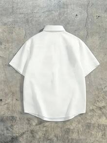 ROMWE MEN Men's Gothic Print Short Sleeve Shirt - White - View 3