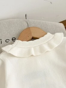 SHEIN Infant Newborn Baby Knitted Romper, One-Piece Autumn Jumpsuit, Deer Pattern, Soft And Comfortable - Apricot - View 3