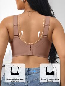 SHEIN 1 buah Bra Wanita Minimalis Nyaman Warna Polos Gel Jelly Penyangga Cup Tidak Dapat Dilepas Tanpa Kawat Ukuran Besar - Redwood - View 2