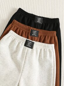 SHEIN 3件組男嬰秋冬休閒卡其色/黑色/灰色慢跑運動長褲 基本長褲 多件裝 嬰兒幼兒 - 彩色 - 查看 8