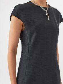 KÆRIA Hus Cap Sleeve A-Line Mini Dress - Contour Crepe - Black - Tailored, Structured, Shift Dress, Occasionwear, Everyday, Daytime, Summer, Casual - Black - View 6