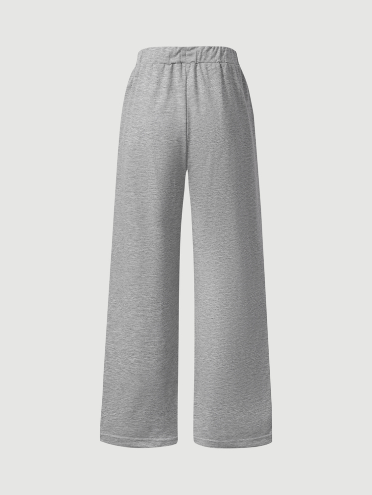SHEIN TeenGirl Drawstring Waist Pleated Casual Versatile Daily Wear Wide Leg Long Pants Sports Yoga Gym Streetwear School Colorblock - Grey - View 2
