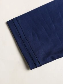 SHEIN 兒童青少年女孩針織字母印花長袖小立領拉鍊夾克背心短褲3件套 健身運動 海軍藍 夏季街頭運動風 - 藏蓝色 - 查看 6