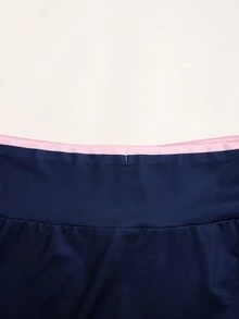 SHEIN 兒童青少年女孩針織字母印花長袖小立領拉鍊夾克背心短褲3件套 健身運動 海軍藍 夏季街頭運動風 - 藏蓝色 - 查看 10