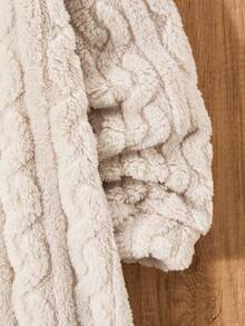 Girl's Autumn/Winter Hooded Long Coat, Faux Fur Knitted Texture, Casual Soft Suitable For Daily Wear - Apricot - View 4
