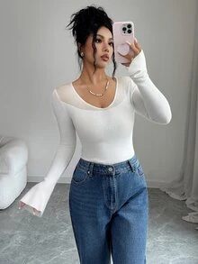 SHEIN Elenzya Jerséis de Mujer - Blanco - Ver 1