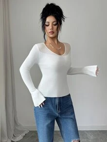 SHEIN Elenzya Jerséis de Mujer - Blanco - Ver 7