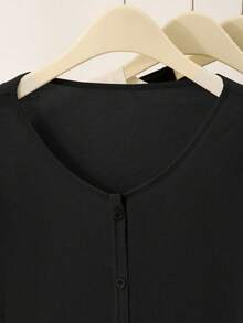INAWLY Cardigan de unicolor casual y versátil para uso diario y salidas para mujer - Negro - Ver 2
