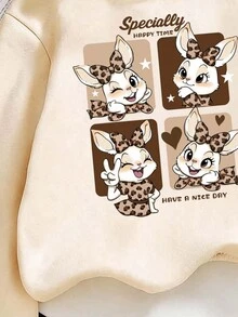 SHEIN 女童刷毛長袖休閒寬鬆衛衣 秋季 - 黑色 - 查看 3
