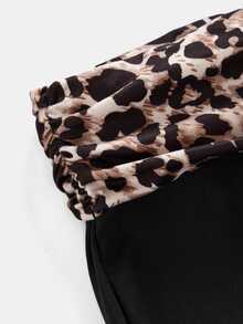 Kids Tween Girl New Autumn/Winter Casual Daily Knit Solid Black Cardigan Jacket With Leopard Print Back To School Fall Clothes - Black - View 6