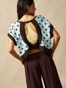 VARSIVA Women's Polka Dot Print Hollow Back Sports T-Shirt - Multicolor - View 7