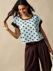 VARSIVA Women's Polka Dot Print Hollow Back Sports T-Shirt - Multicolor - View 6