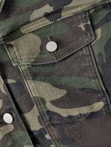 Jeanoix 節慶大尺碼女款迷彩綠彈性修身性感牛仔夾克 - 軍綠色 - 查看 5
