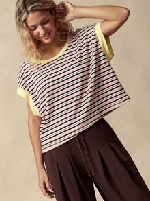 VARSIVA Women's Striped Colorblock Versatile Sports T-Shirt For Running And Yoga - Multicolor - View 6