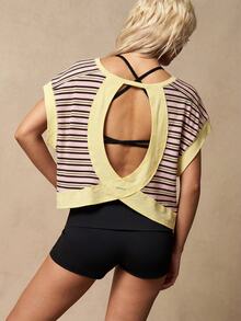 VARSIVA Women's Striped Colorblock Versatile Sports T-Shirt For Running And Yoga - Multicolor - View 5