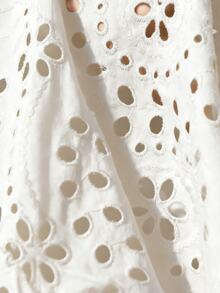 BELROSIE New Arrival Summer French Style Casual Romantic Elegant Embroidered Hollow-Out Pleated Front Long Sleeve Blouse Wedding Tea Party Birthday White - White - View 9