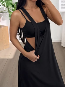 SHEIN EZwear Plus Size Dresses - Black - View 1