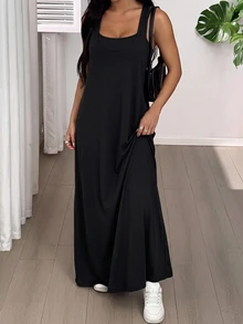 SHEIN EZwear Plus Size Dresses - Black - View 4