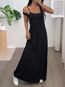 SHEIN EZwear Plus Size Dresses - Black - View 3