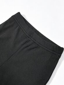 SHEIN 新生兒長袖套裝，經典黑白波點女嬰2件套，假領上衣、羅紋喇叭褲，修身版型，可愛趣味洗禮嬰兒房秋季款 - 黑色 - 查看 9