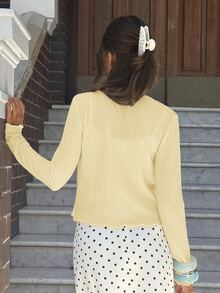 MainGRL 女款極簡 Y2K 90年代長袖休閒修身夾克 辦公日常約會穿搭 淡黃色 秋季 - 淡黃色 - 查看 2