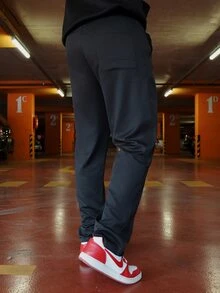 LEOGASHI LEOGASHI Men's Solid Color Pocket Casual Versatile Daily Wear Pants - Black - View 2