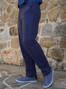 LEOGASHI LEOGASHI Men Plain Linen Woven Loose Casual Pockets Long Pants, Suitable For Spring/Autumn & Summer, Fall - Navy Blue - View 5