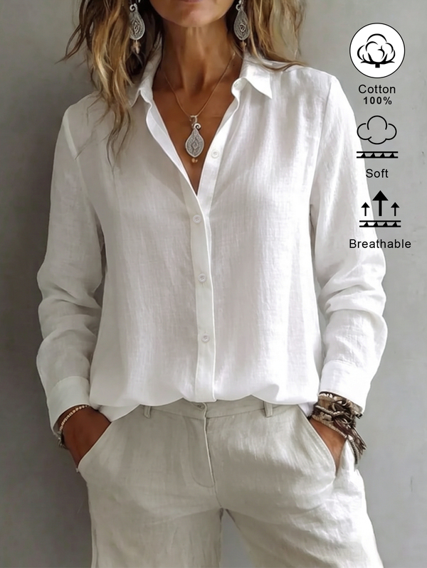 SHEIN EZwear Camicia da donna con colletto, maniche lunghe e design con bottoni, casual, minimalista, per vacanze e uscite quotidiane, romantica, nuova, vestibilità aderente con vita stretta, autunnale