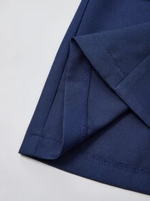 SHEIN Clasi 大尺碼花卉拼接西裝外套與洋裝套裝 秋冬款 - 藏蓝色 - 查看 3