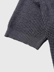 ROMWE MEN Essentials Men's Casual Everyday Commute Solid Color Short Sleeve Knit Top, Summer - Dark Grey - View 6
