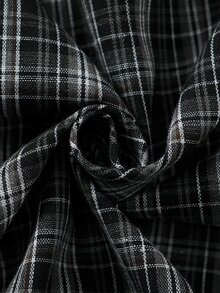 ROMWE MEN Essentials Men's Casual Retro Plaid Button-Down Short Sleeve Shirt, Summer - Black - View 7