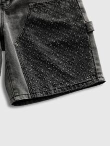 ROMWE MEN Essentials Pantalones cortos vaqueros casuales y versátiles con bolsillos para hombres - Negro - Ver 6