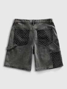 ROMWE MEN Essentials Pantalones cortos vaqueros casuales y versátiles con bolsillos para hombres - Negro - Ver 2